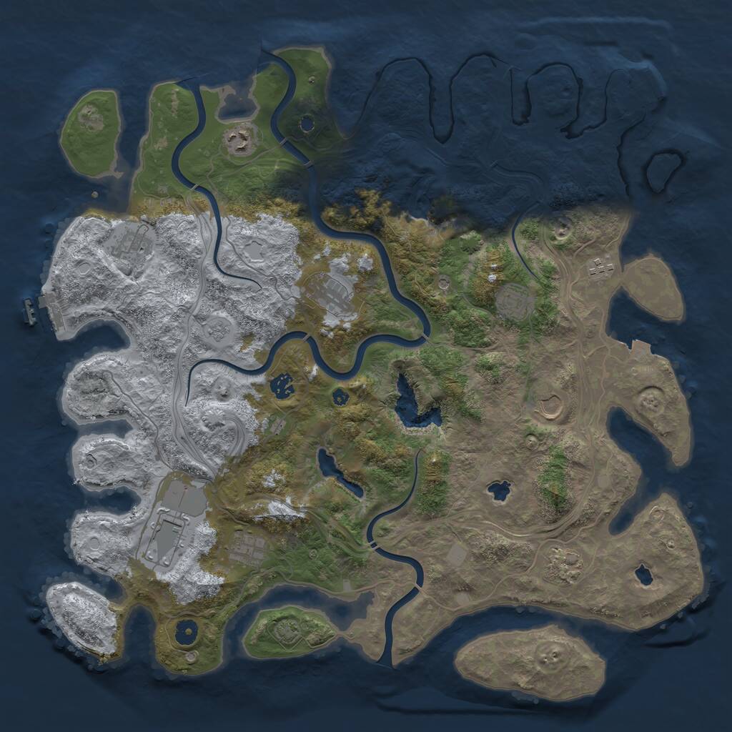 Rust Map: Procedural Map, Size: 4500, Seed: 1706187030, 16 Monuments