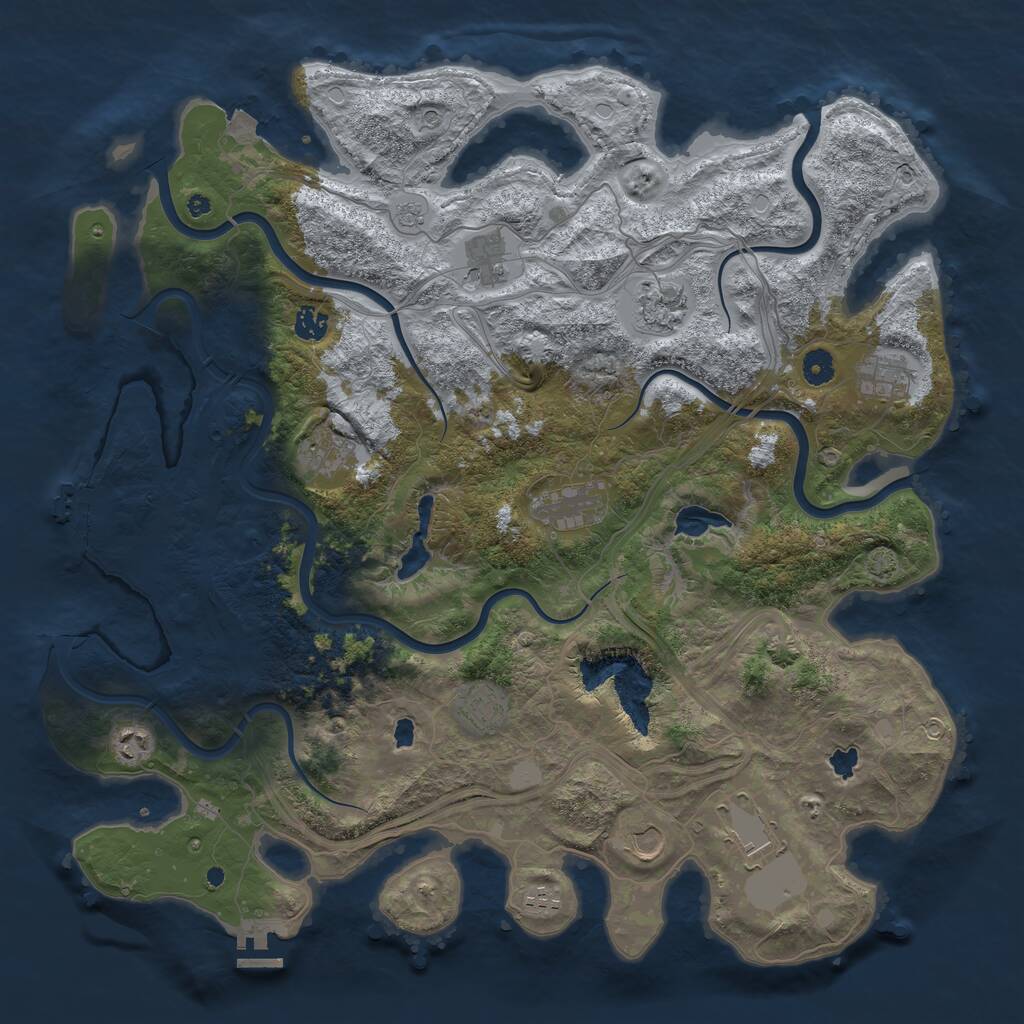 Rust Map: Procedural Map, Size: 4500, Seed: 1939481442, 17 Monuments