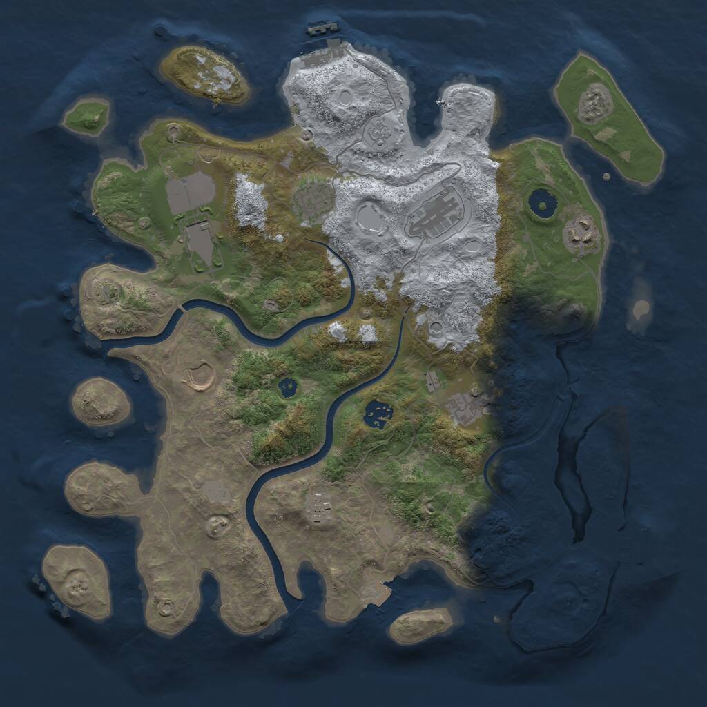 Rust Map: Procedural Map, Size: 3750, Seed: 27374264, 14 Monuments