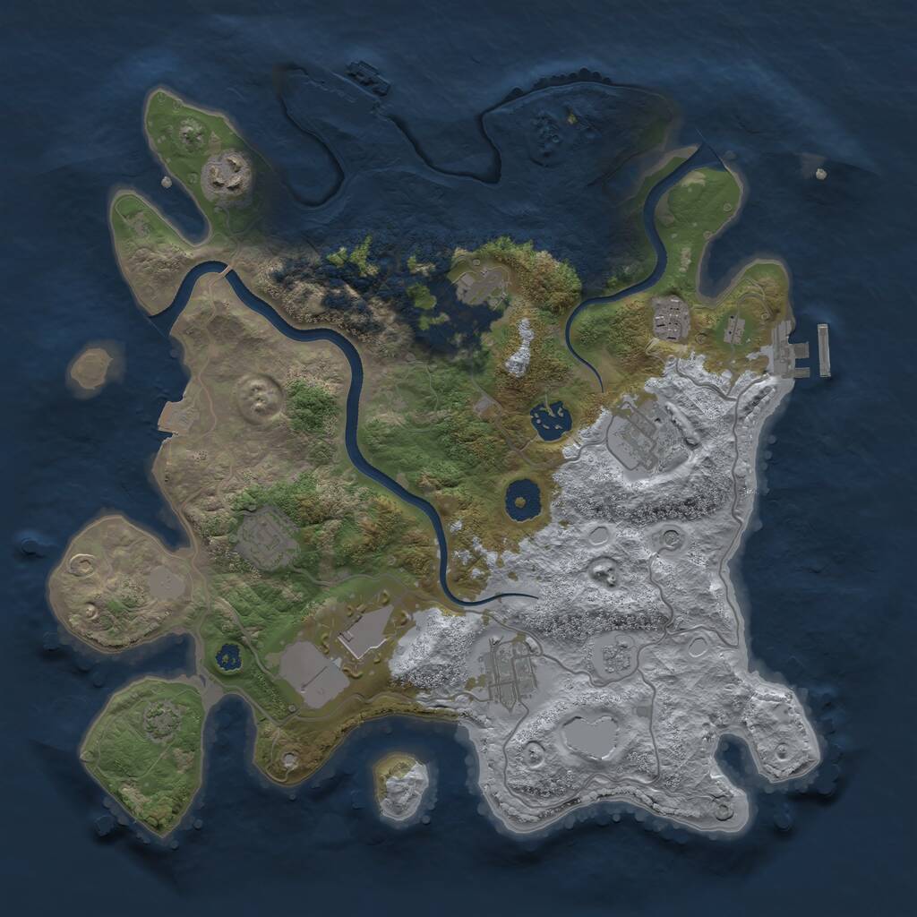 Rust Map: Procedural Map, Size: 3500, Seed: 617744436, 14 Monuments