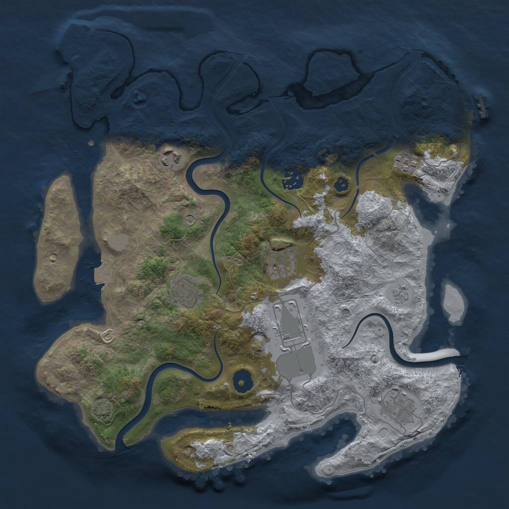 Rust Map: Procedural Map, Size: 3500, Seed: 186622959, 13 Monuments