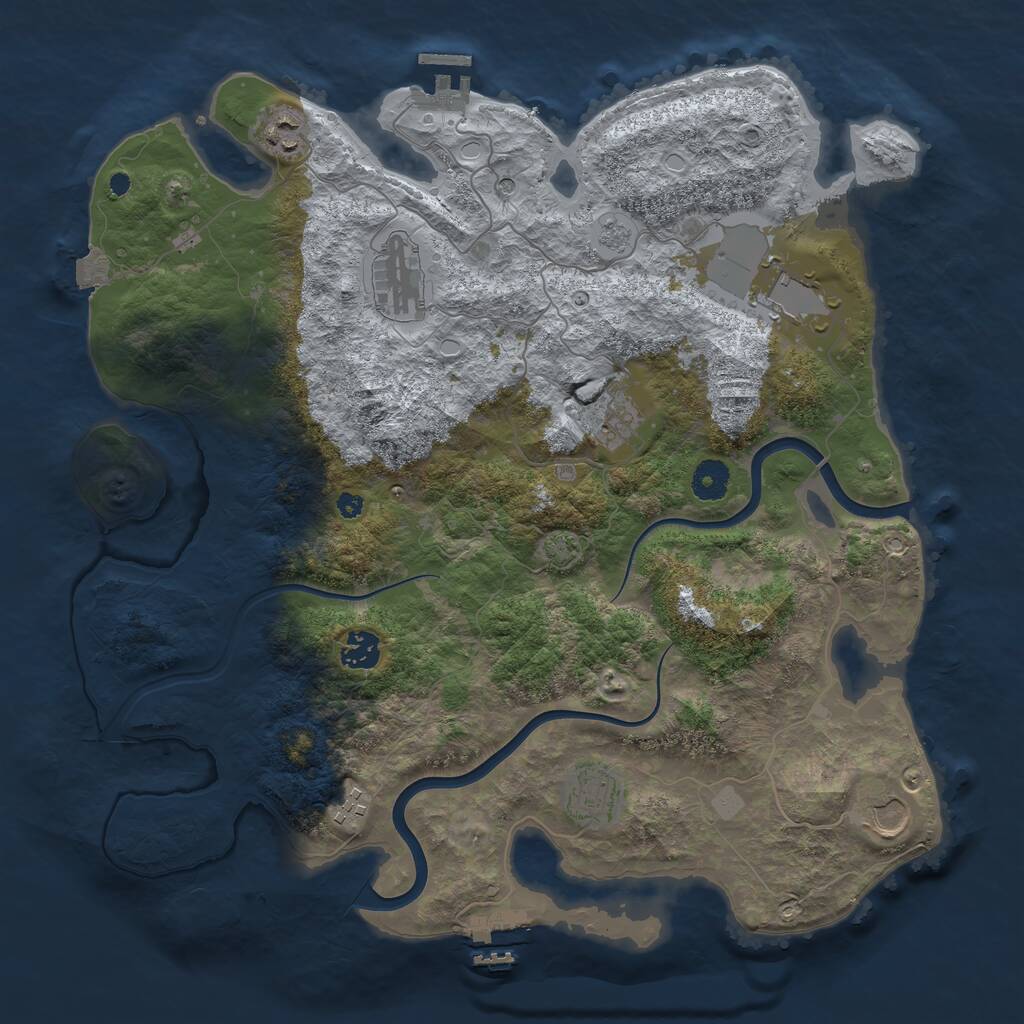 Rust Map: Procedural Map, Size: 3900, Seed: 1990558648, 14 Monuments