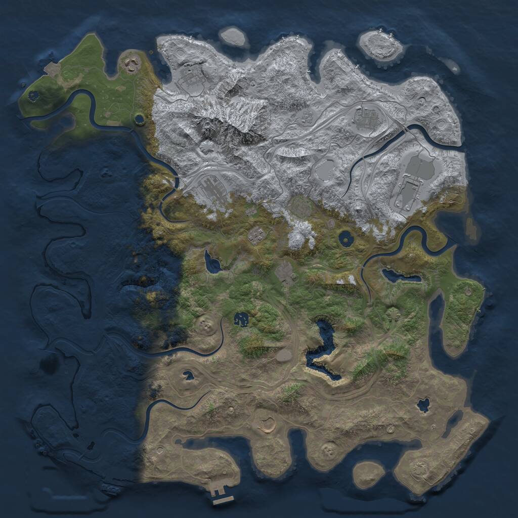 Rust Map: Procedural Map, Size: 5000, Seed: 1329764710, 16 Monuments