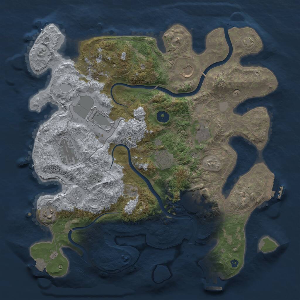 Rust Map: Procedural Map, Size: 3700, Seed: 1999758933, 15 Monuments