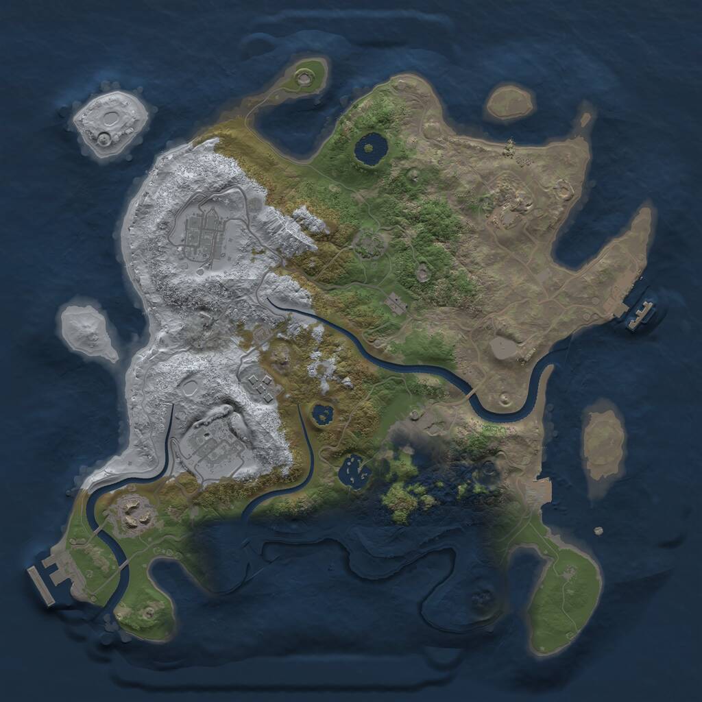 Rust Map: Procedural Map, Size: 3300, Seed: 2024874193, 12 Monuments