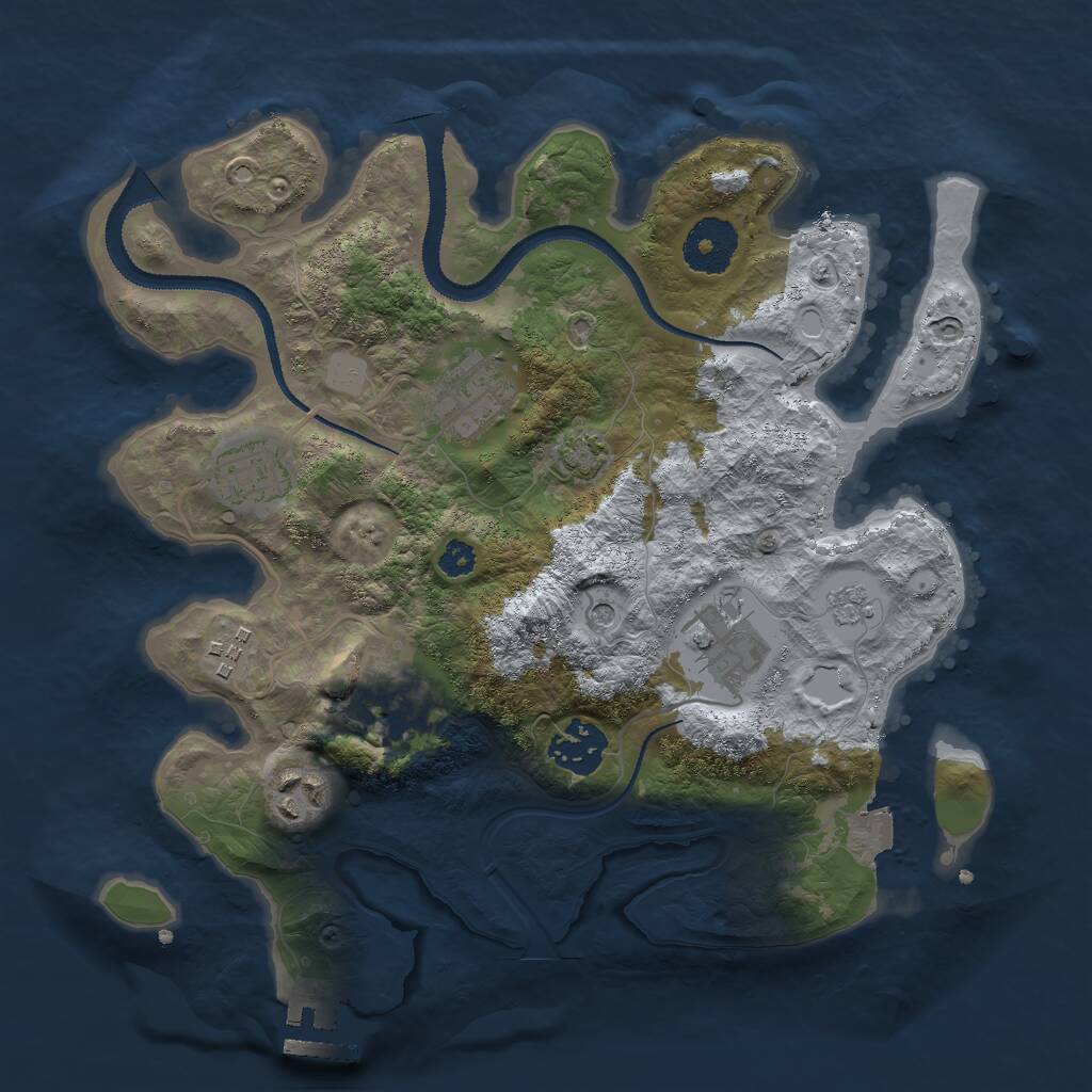 Rust Map: Procedural Map, Size: 3000, Seed: 245402978, 12 Monuments