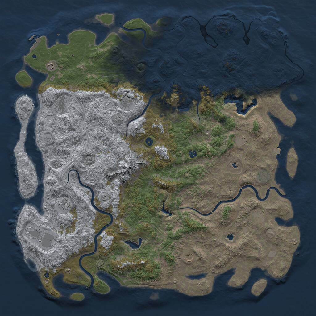 Rust Map: Procedural Map, Size: 6000, Seed: 231607538, 17 Monuments
