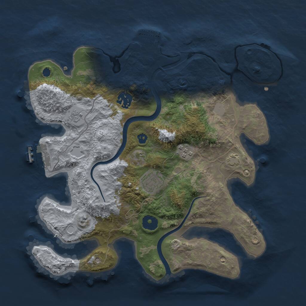 Rust Map: Procedural Map, Size: 3000, Seed: 1520483, 8 Monuments