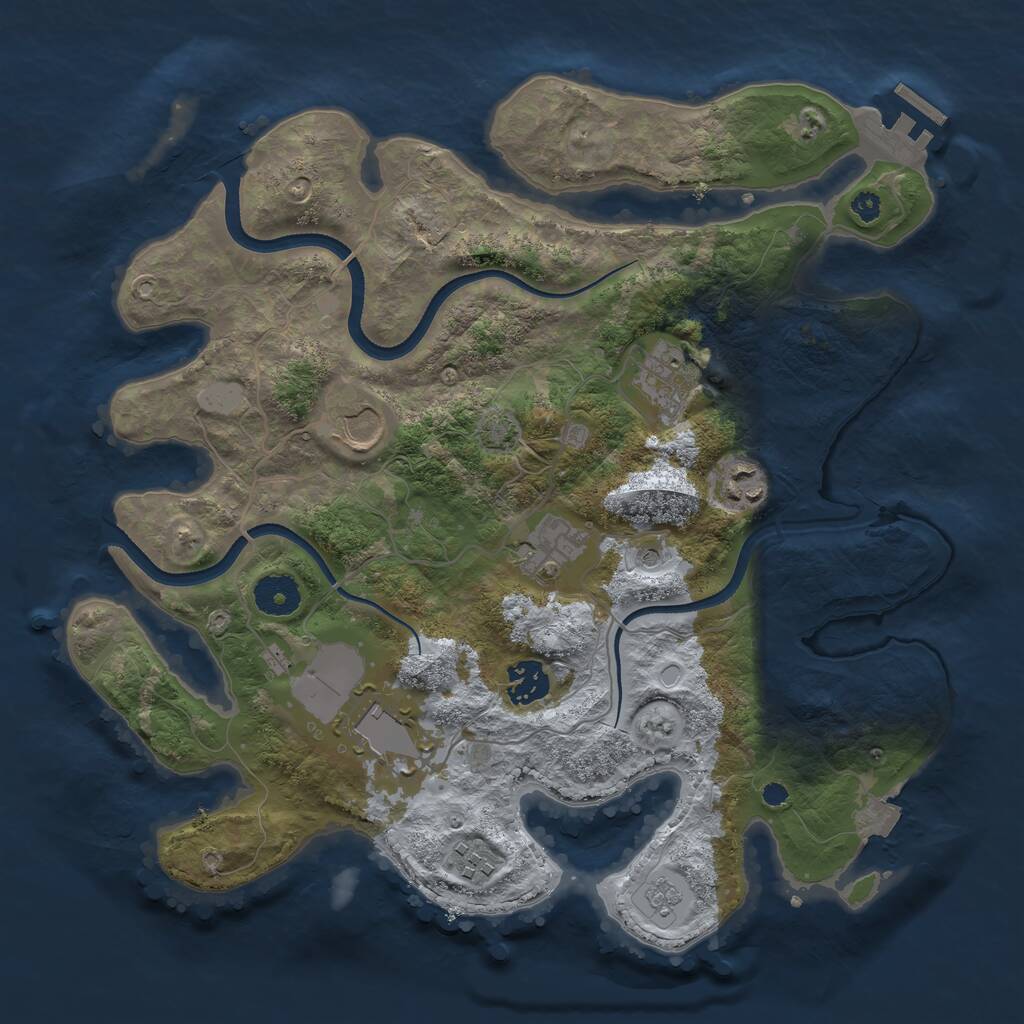 Rust Map: Procedural Map, Size: 3500, Seed: 756592918, 12 Monuments