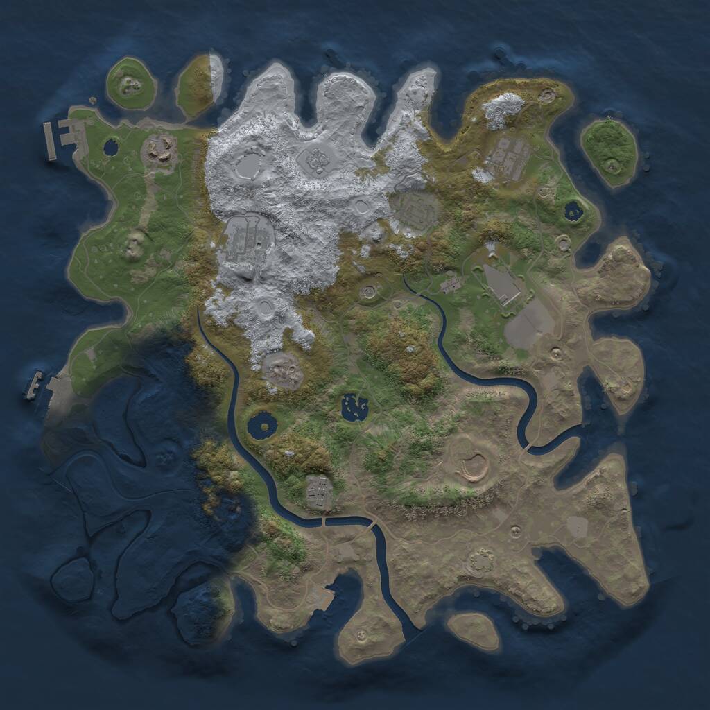 Rust Map: Procedural Map, Size: 3750, Seed: 121816640, 14 Monuments