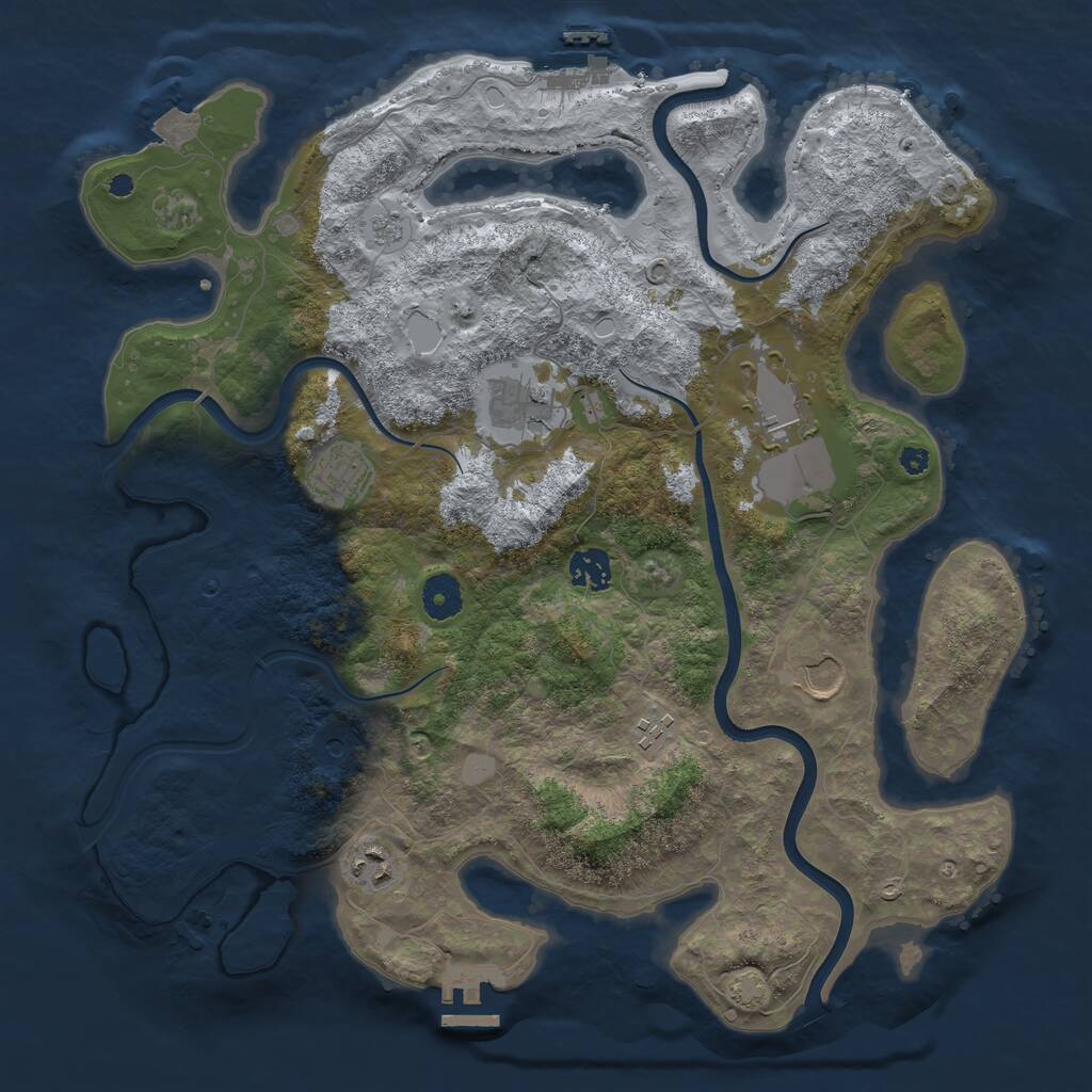 Rust Map: Procedural Map, Size: 3800, Seed: 1447460836, 13 Monuments