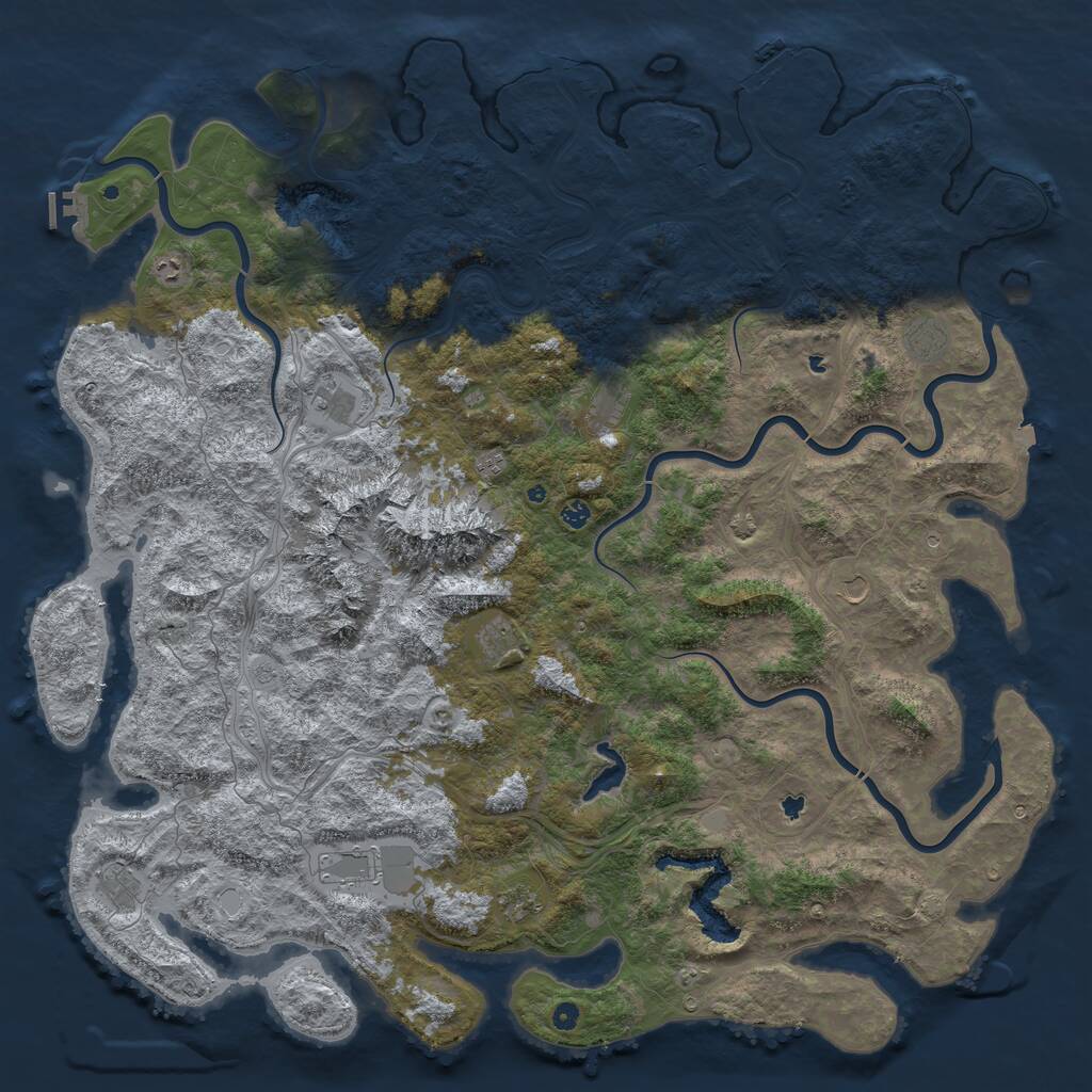 Rust Map: Procedural Map, Size: 6000, Seed: 523142255, 17 Monuments