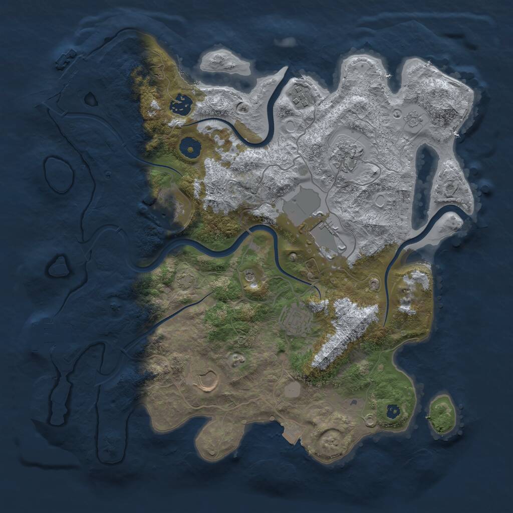 Rust Map: Procedural Map, Size: 3600, Seed: 3115, 13 Monuments