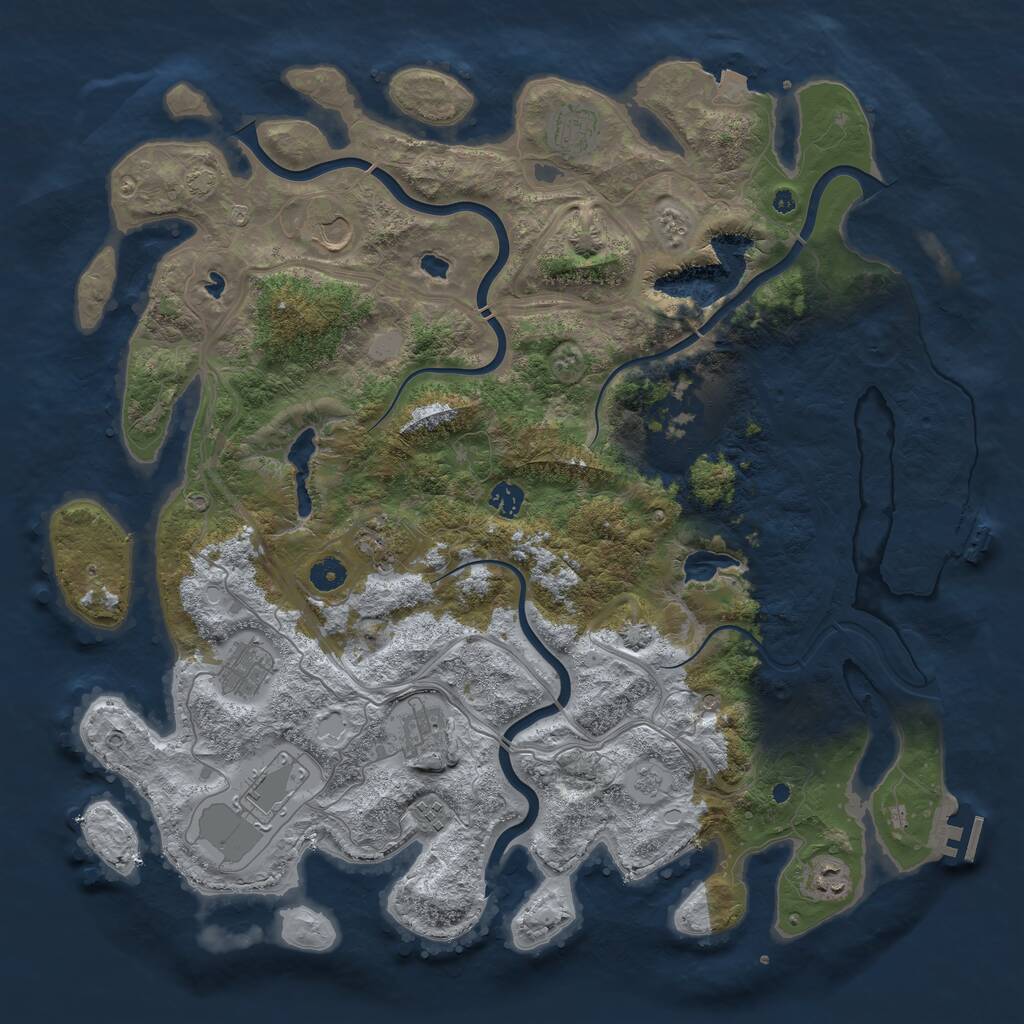 Rust Map: Procedural Map, Size: 4500, Seed: 750212279, 16 Monuments