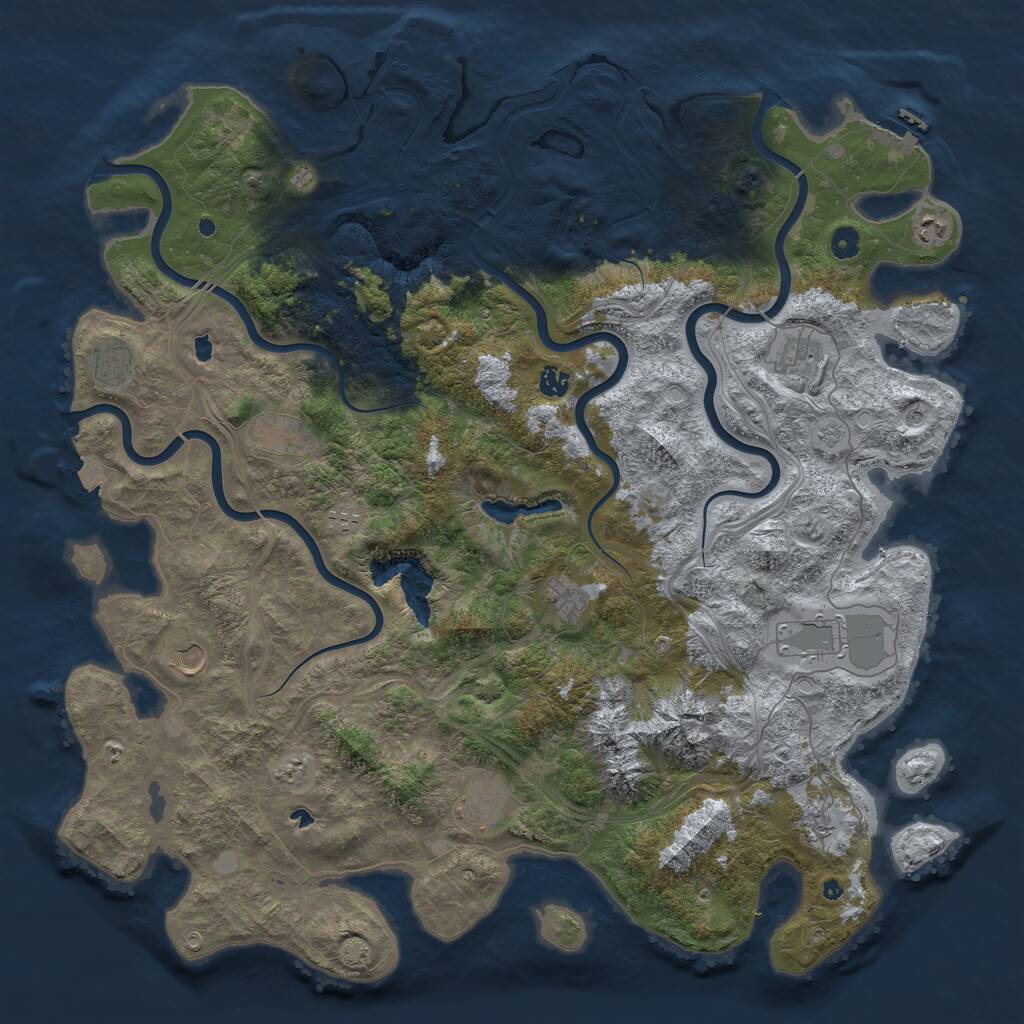 Rust Map: Procedural Map, Size: 5000, Seed: 1586029484, 17 Monuments