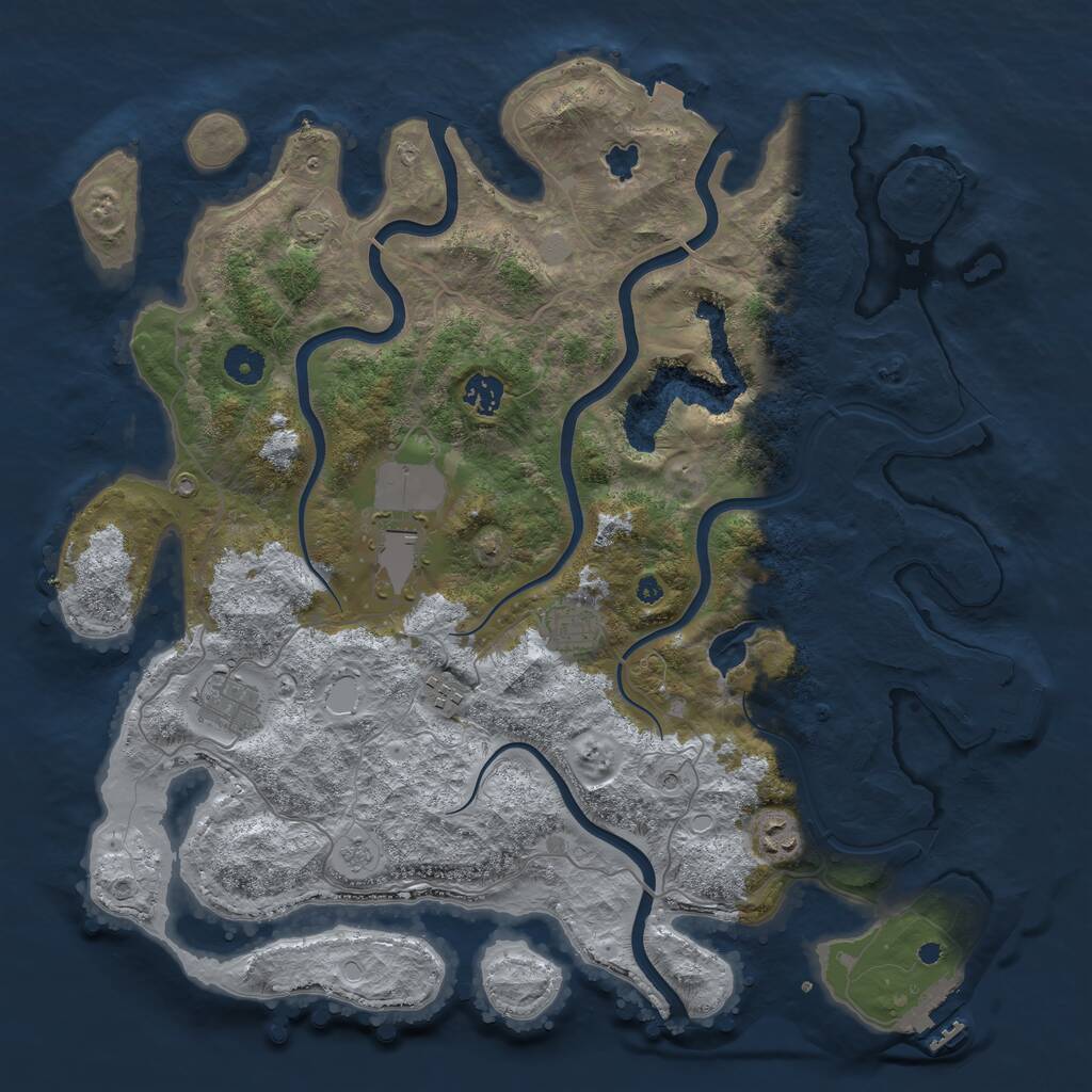 Rust Map: Procedural Map, Size: 4096, Seed: 32125092, 12 Monuments