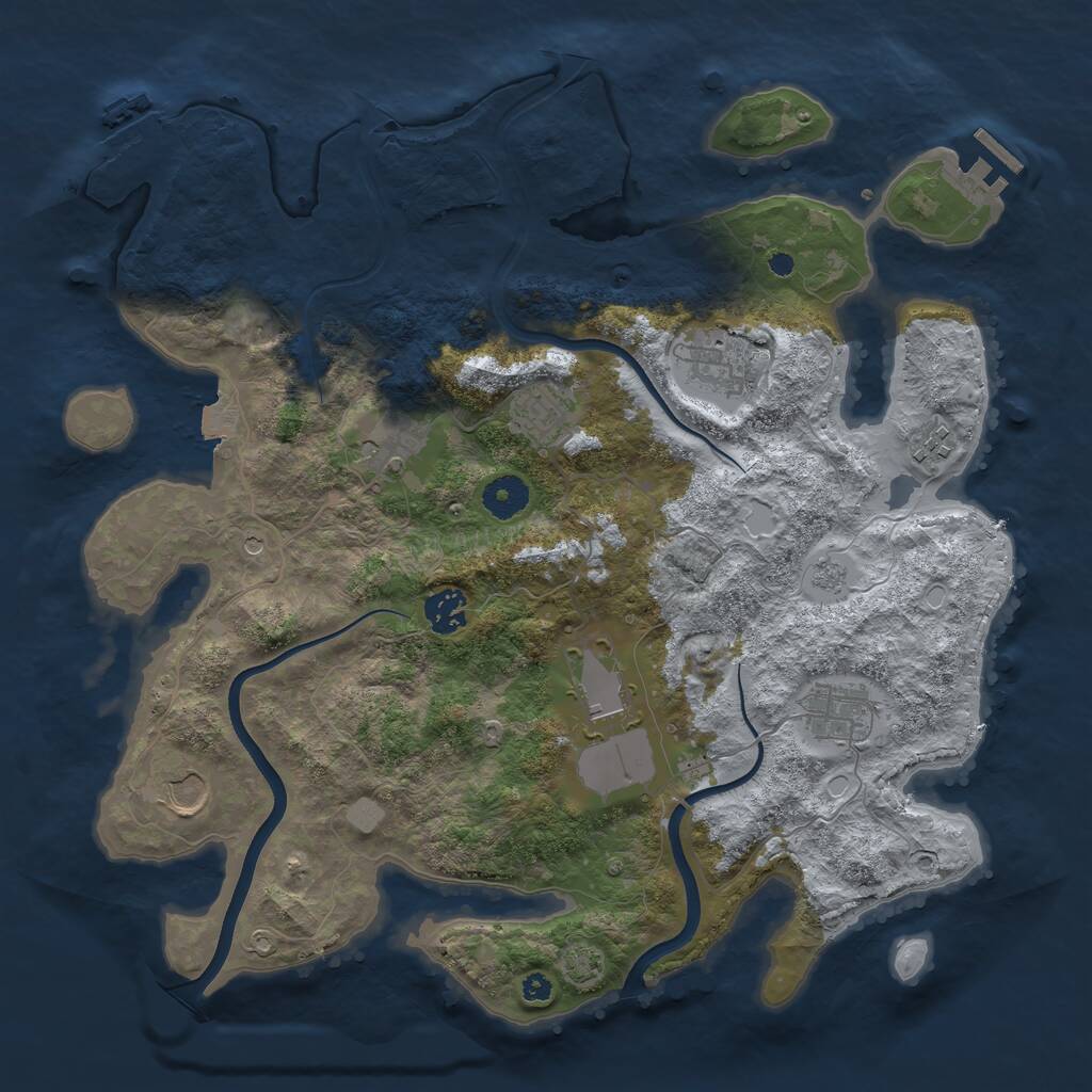 Rust Map: Procedural Map, Size: 3750, Seed: 972954302, 14 Monuments