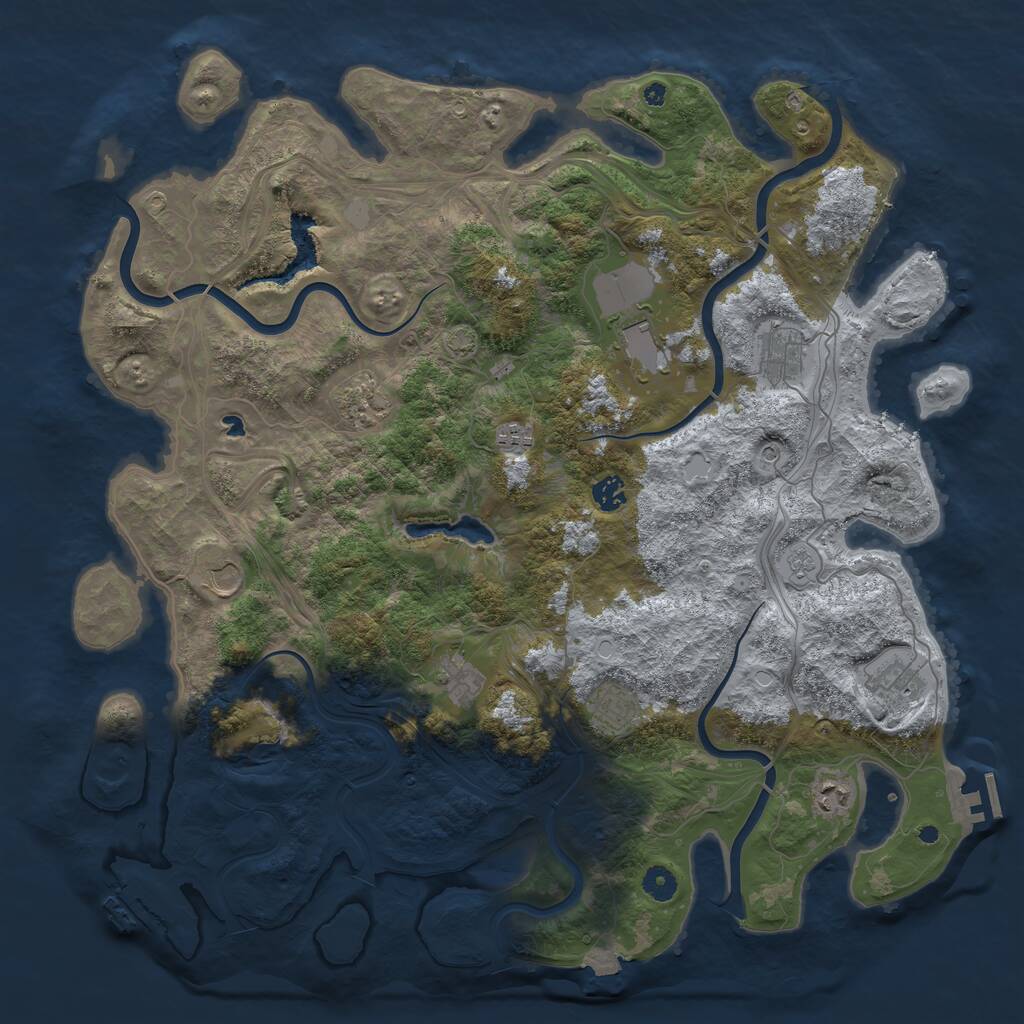 Rust Map: Procedural Map, Size: 4500, Seed: 465223350, 16 Monuments