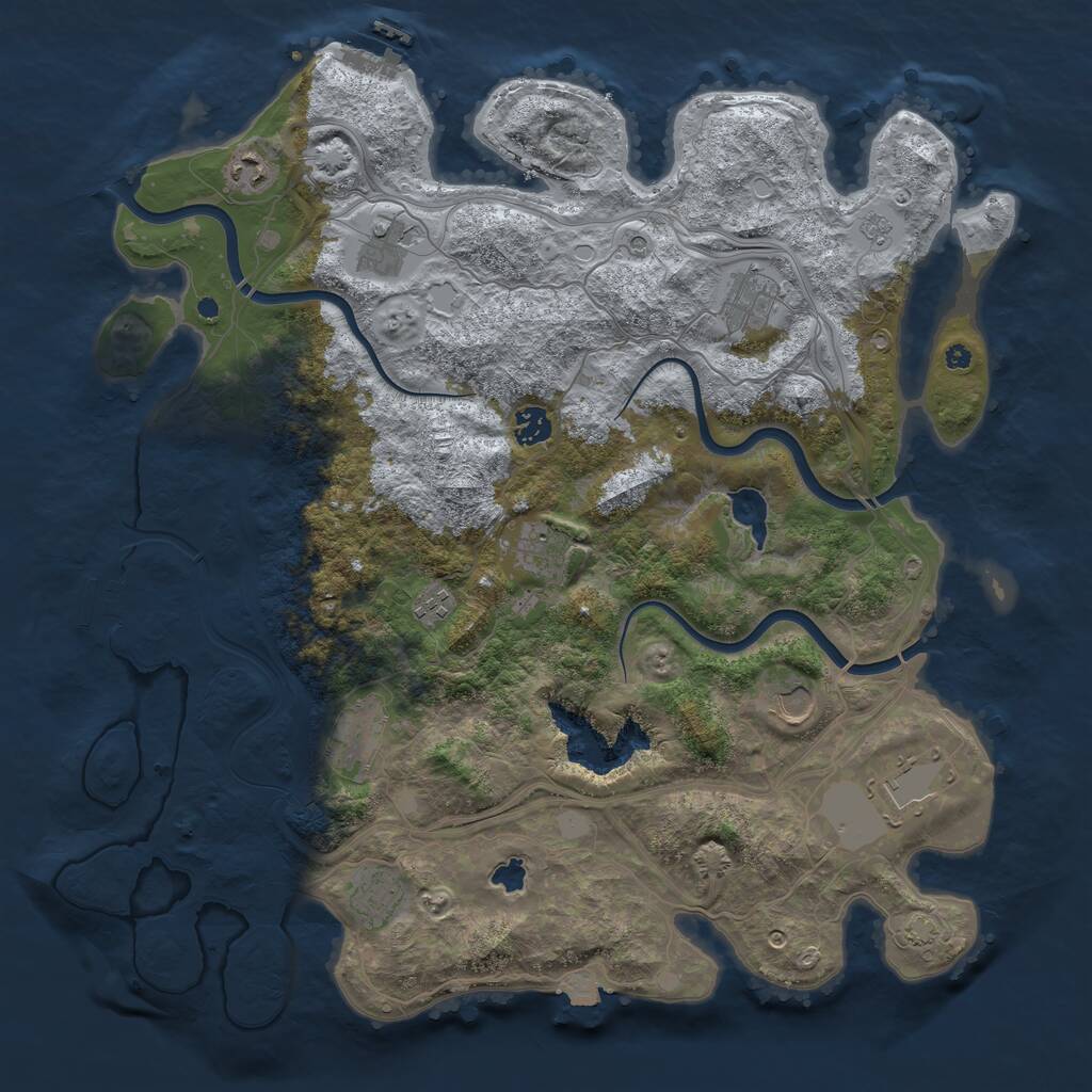 Rust Map: Procedural Map, Size: 4250, Seed: 1378385895, 16 Monuments