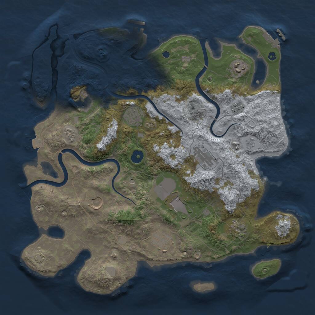 Rust Map: Procedural Map, Size: 3750, Seed: 722337433, 15 Monuments