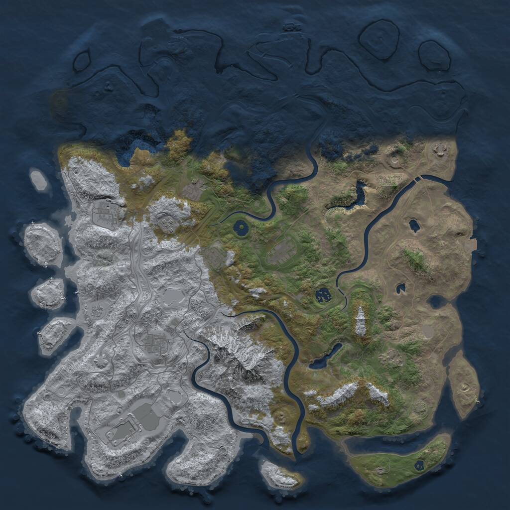 Rust Map: Procedural Map, Size: 5000, Seed: 1115, 16 Monuments