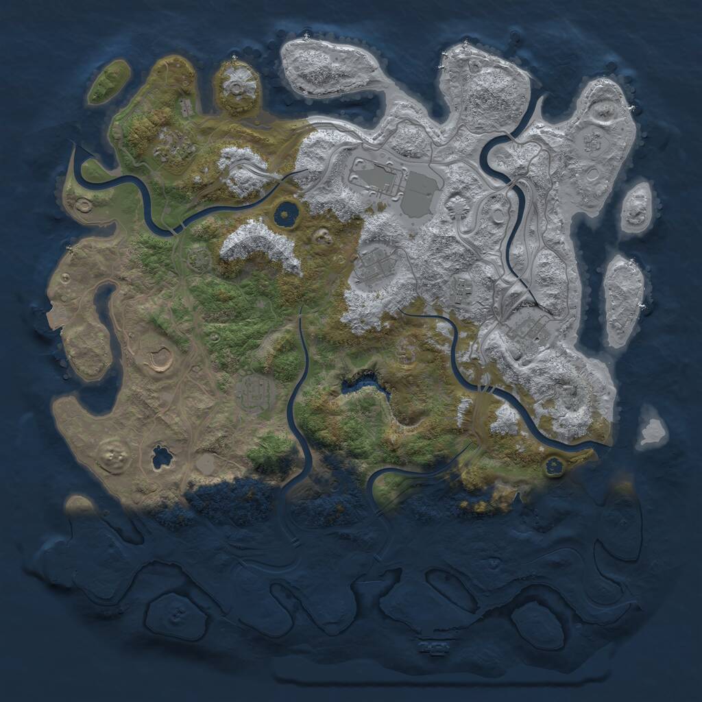 Rust Map: Procedural Map, Size: 4250, Seed: 1050791411, 13 Monuments