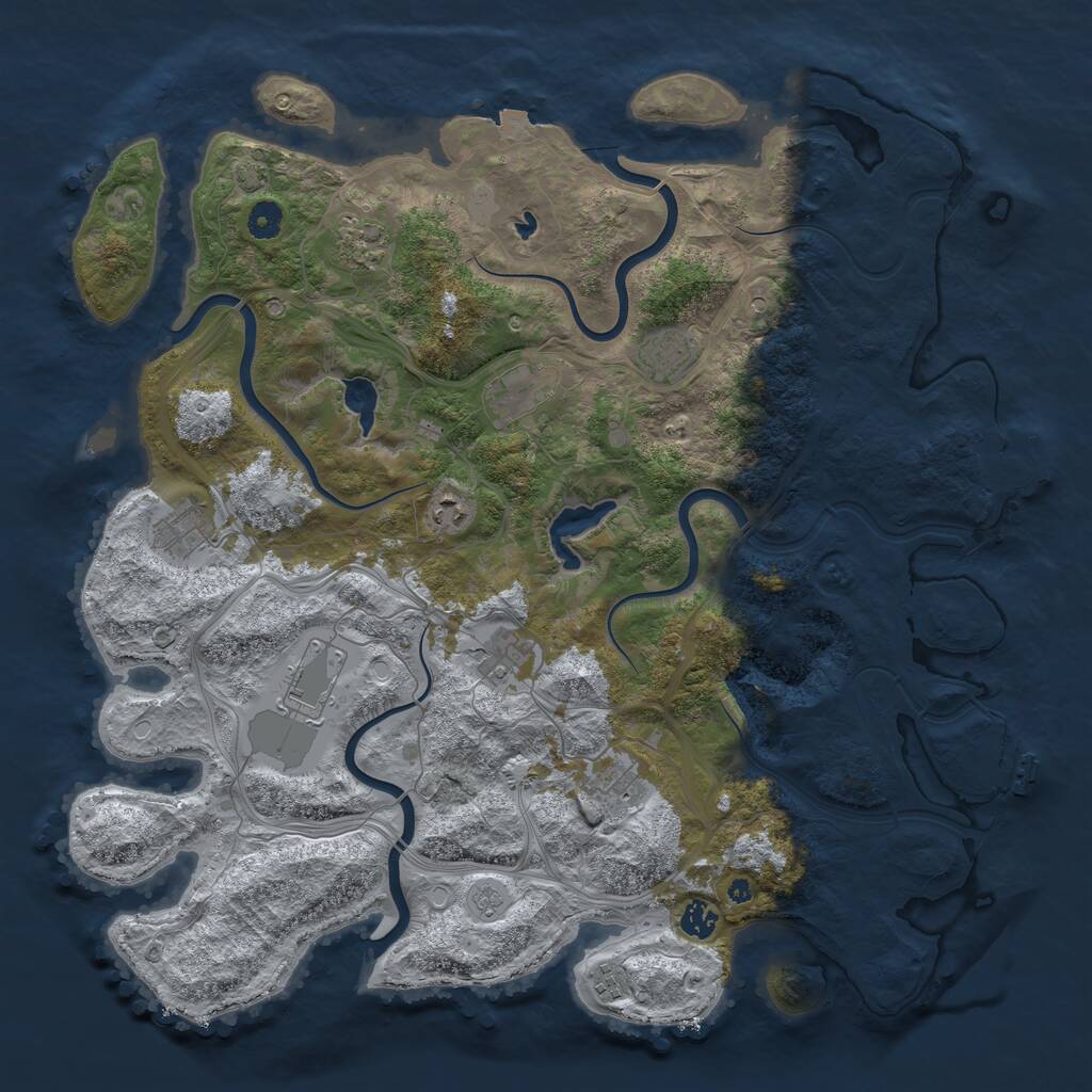 Rust Map: Procedural Map, Size: 4500, Seed: 190521952, 16 Monuments