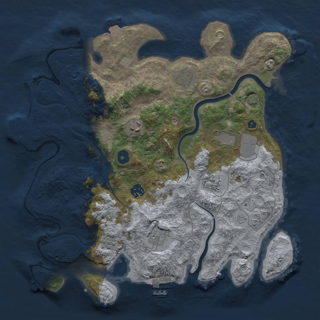 Rust Map: Procedural Map, Size: 3700, Seed: 1113374652, 13 Monuments