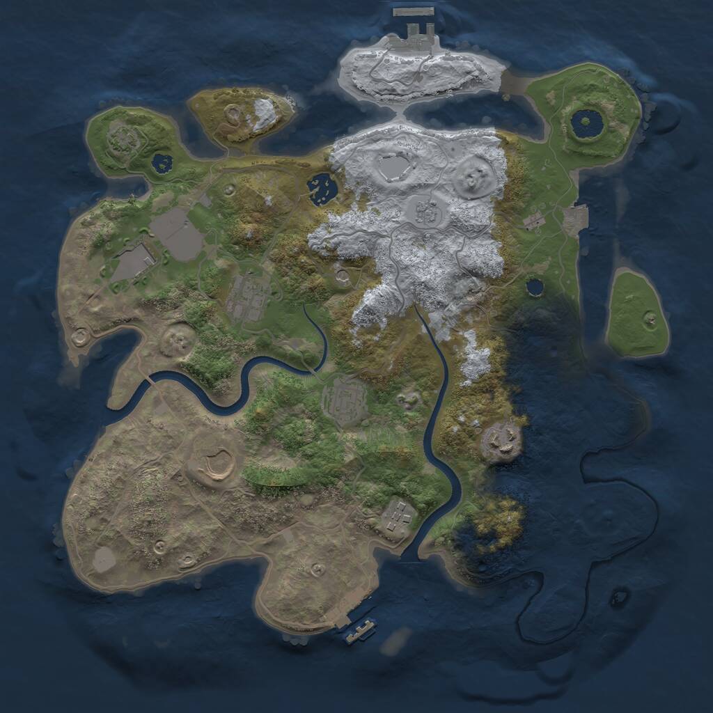 Rust Map: Procedural Map, Size: 3500, Seed: 2091874717, 13 Monuments