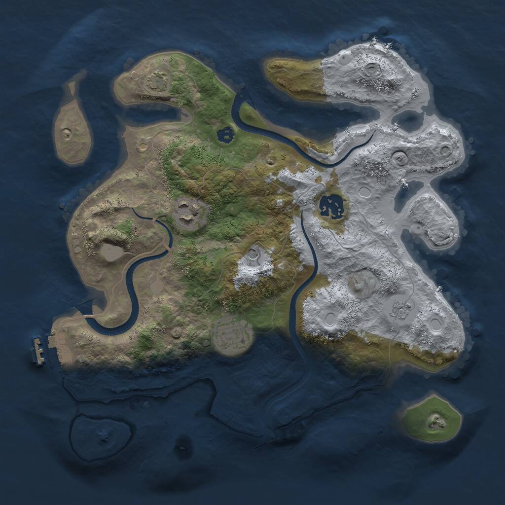 Rust Map: Procedural Map, Size: 3000, Seed: 1244869246, 8 Monuments