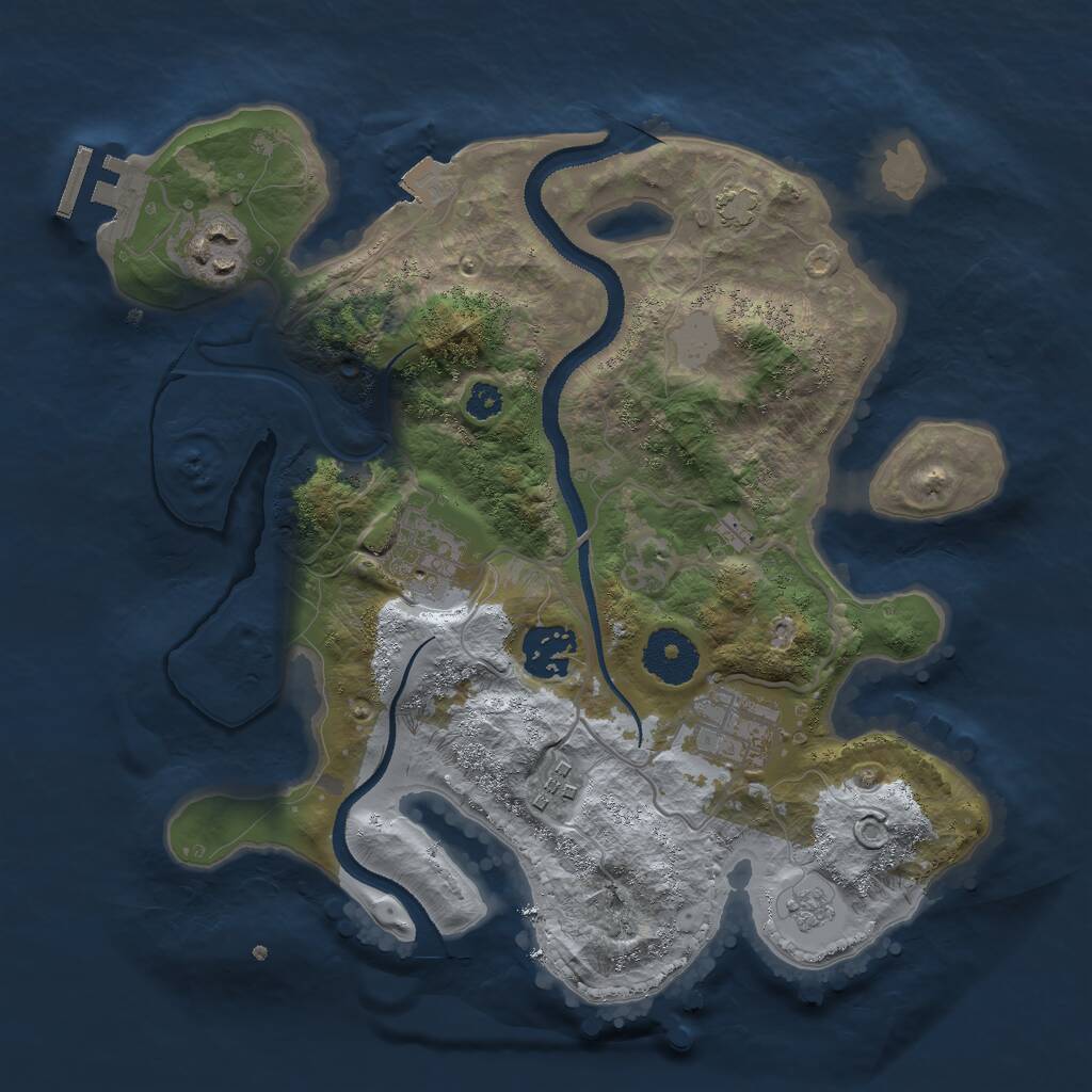 Rust Map: Procedural Map, Size: 3000, Seed: 27024, 9 Monuments