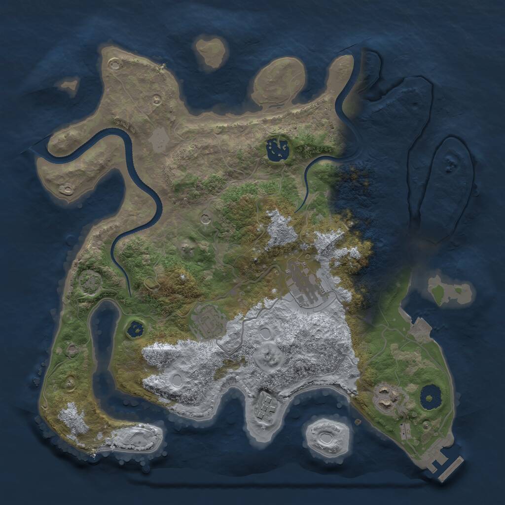 Rust Map: Procedural Map, Size: 3200, Seed: 2954437, 9 Monuments