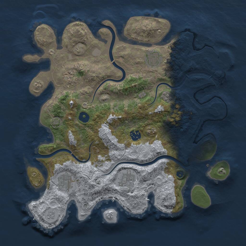 Rust Map: Procedural Map, Size: 3500, Seed: 681296748, 11 Monuments