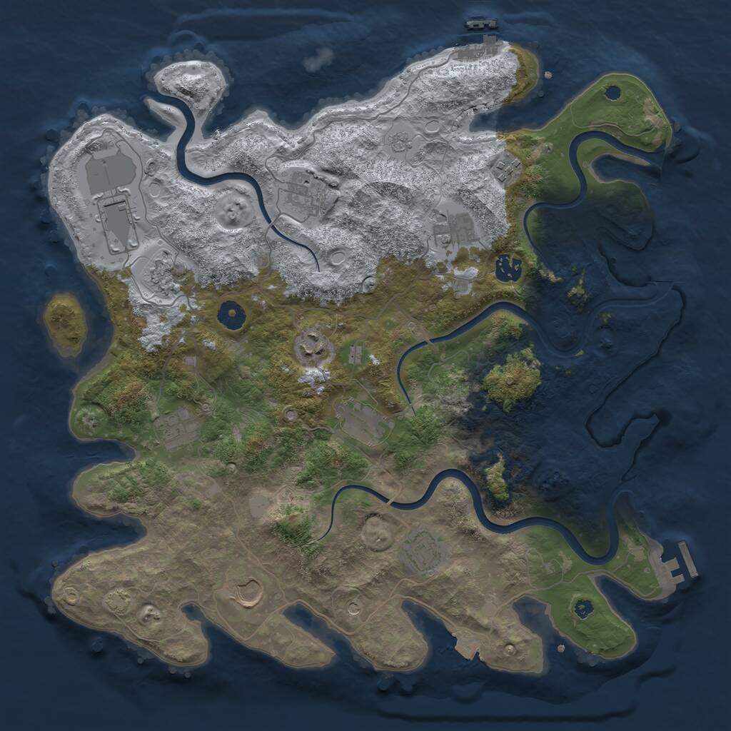 Rust Map: Procedural Map, Size: 3950, Seed: 39600, 17 Monuments