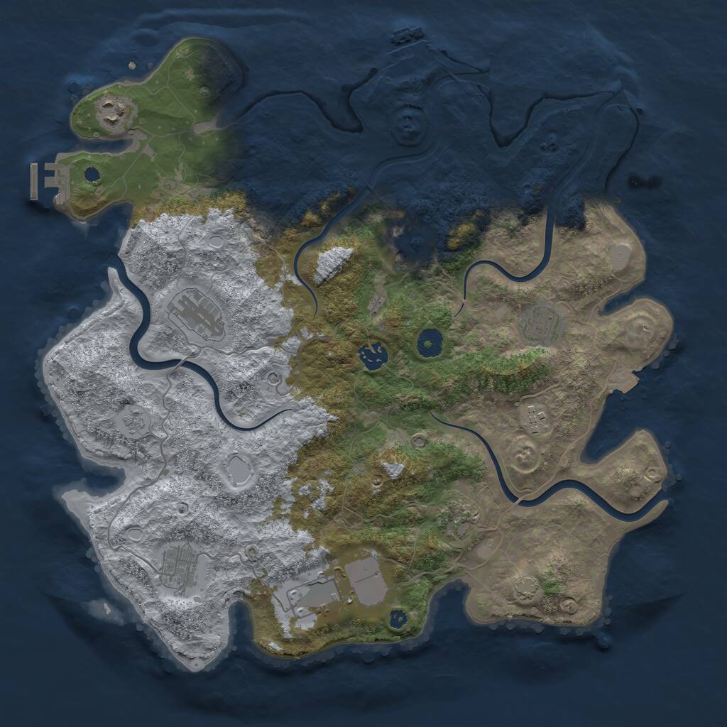 Rust Map: Procedural Map, Size: 3950, Seed: 41000, 15 Monuments