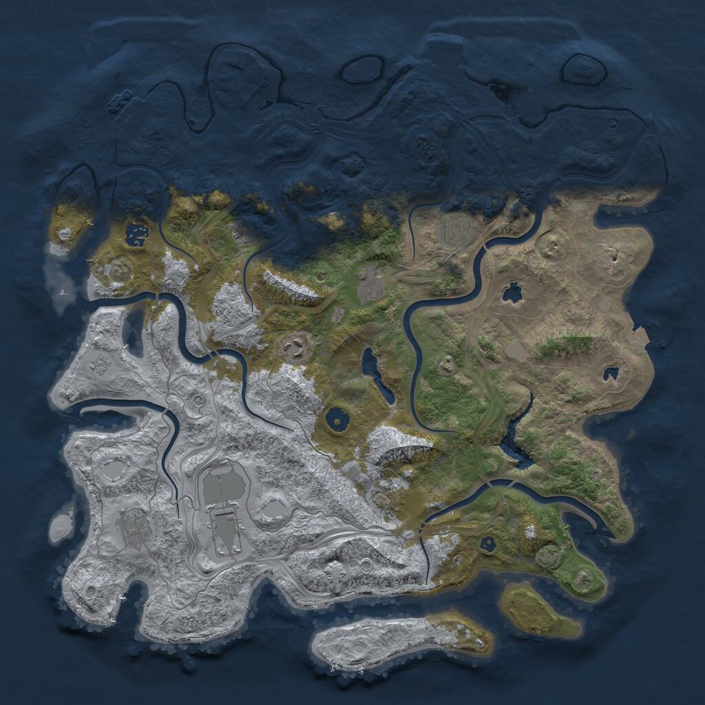 Rust Map: Procedural Map, Size: 4500, Seed: 2067342453, 14 Monuments