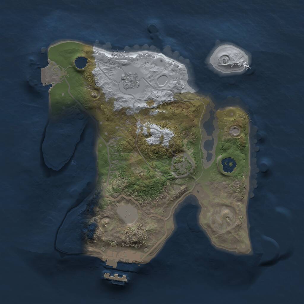 Rust Map: Procedural Map, Size: 2000, Seed: 1992441305, 4 Monuments