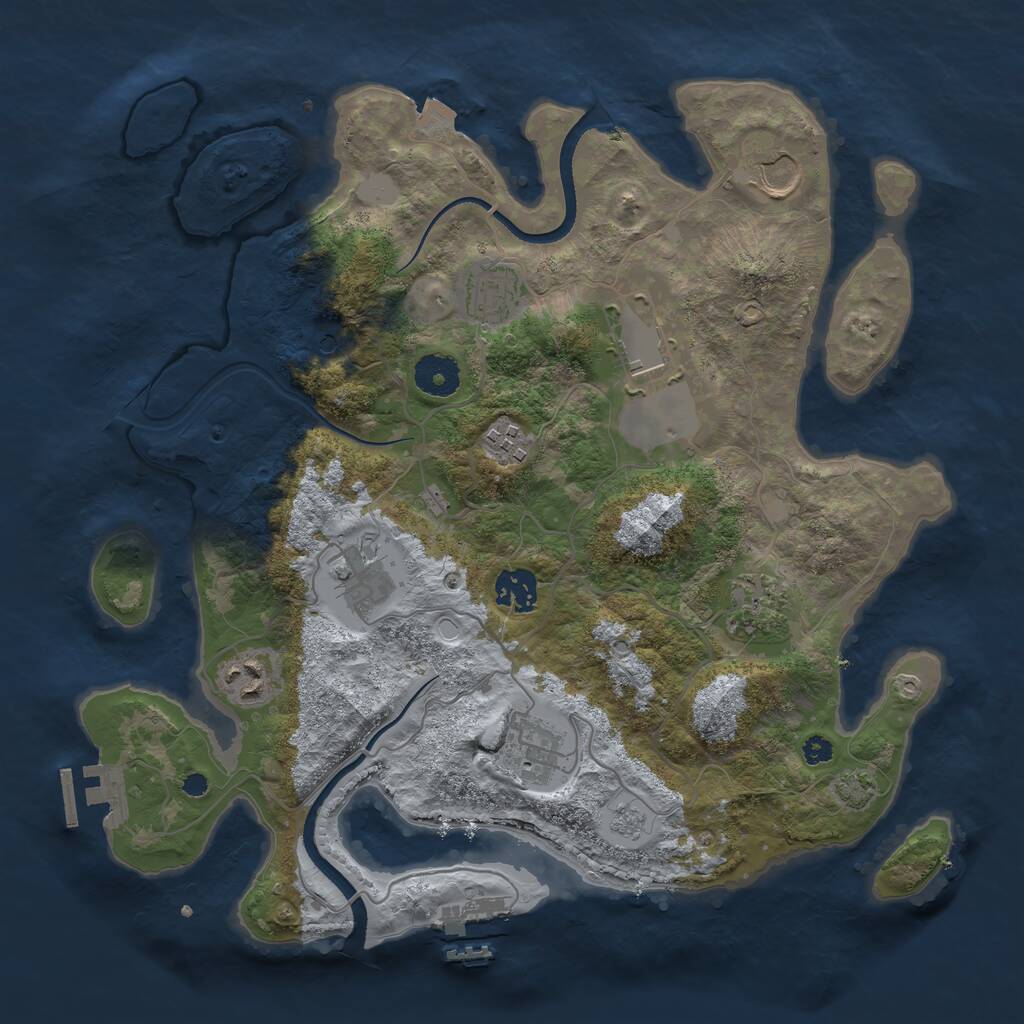 Rust Map: Procedural Map, Size: 3500, Seed: 1305368765, 15 Monuments