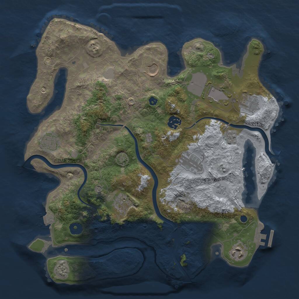 Rust Map: Procedural Map, Size: 3500, Seed: 1705840296, 14 Monuments