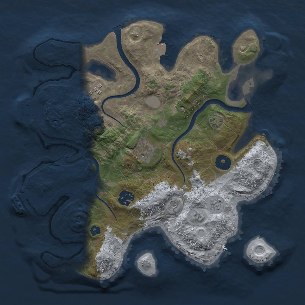 Rust Map: Procedural Map, Size: 3000, Seed: 83811, 9 Monuments