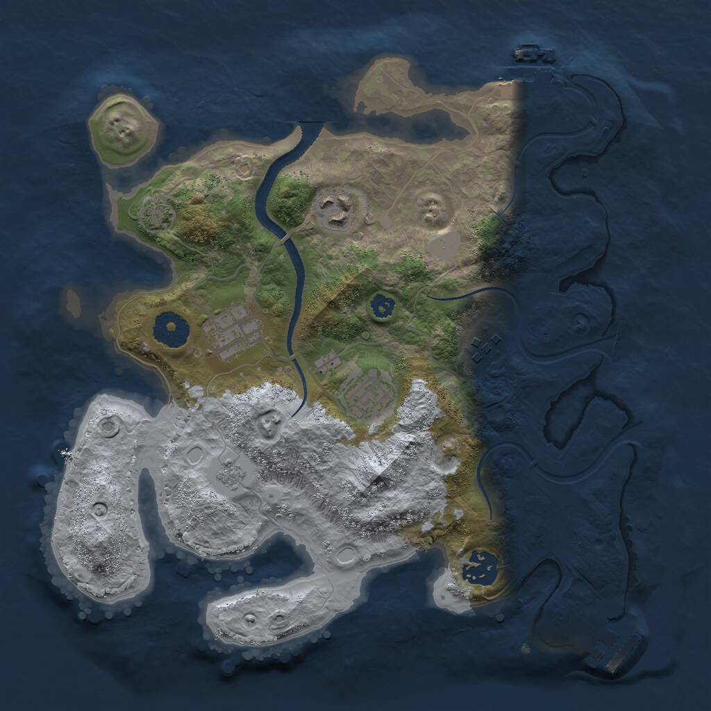 Rust Map: Procedural Map, Size: 3000, Seed: 2036, 10 Monuments
