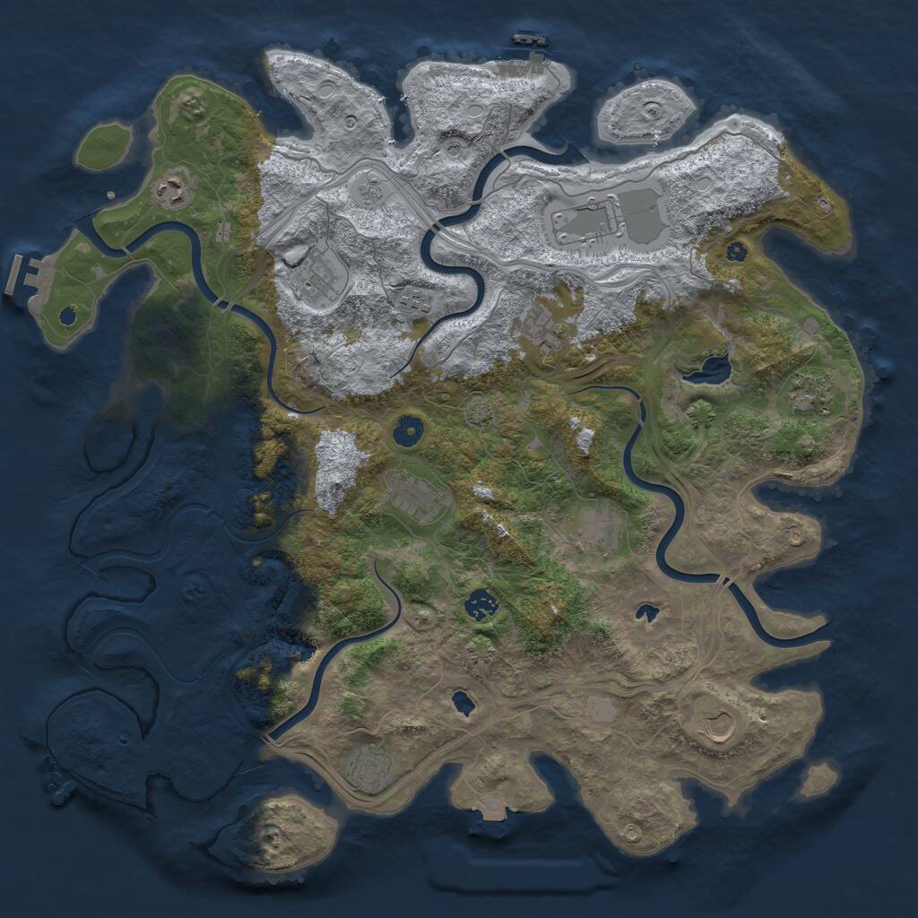 Rust Map: Procedural Map, Size: 4500, Seed: 779580691, 17 Monuments
