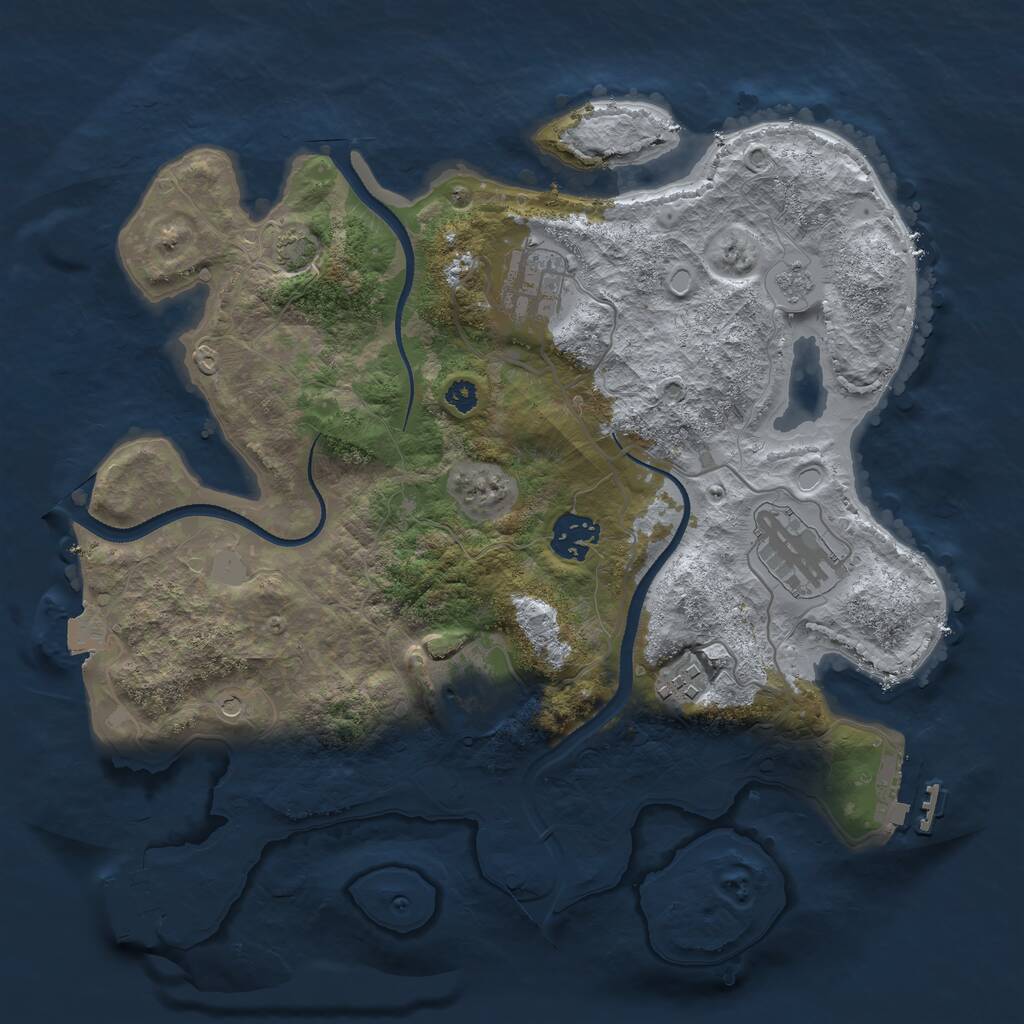 Rust Map: Procedural Map, Size: 3250, Seed: 1923312724, 11 Monuments