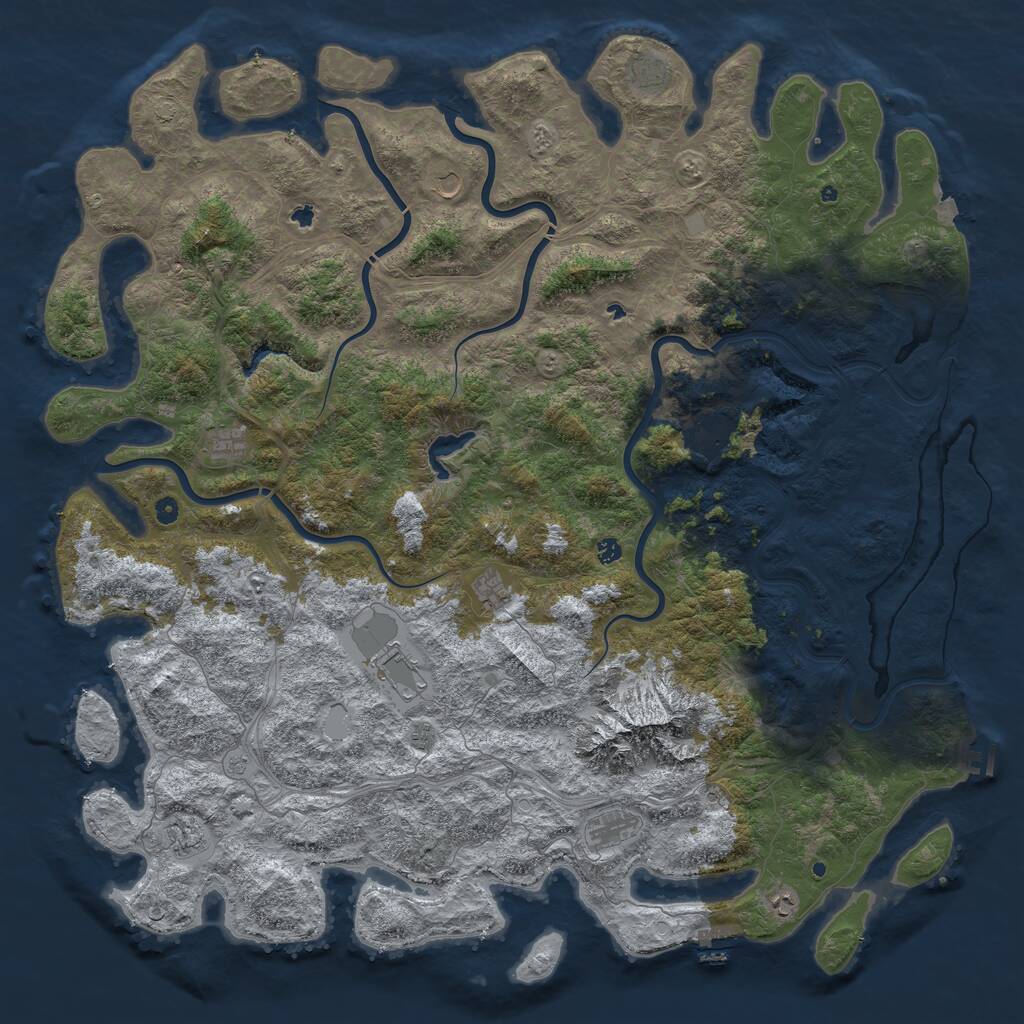Rust Map: Procedural Map, Size: 6000, Seed: 282106, 17 Monuments