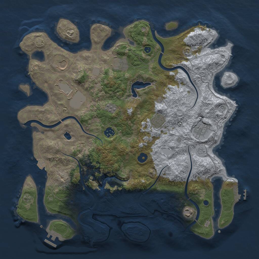 Rust Map: Procedural Map, Size: 4000, Seed: 511100, 14 Monuments