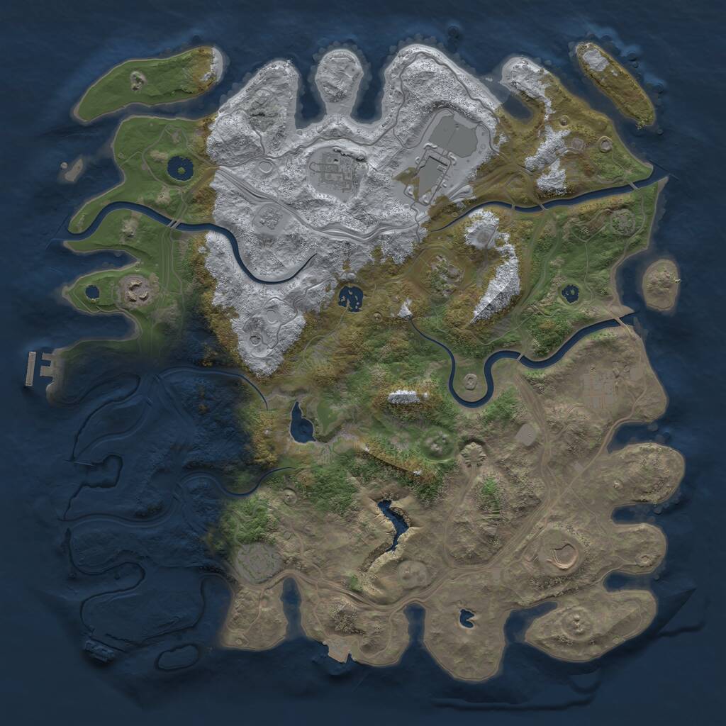 Rust Map: Procedural Map, Size: 4250, Seed: 334099774, 14 Monuments