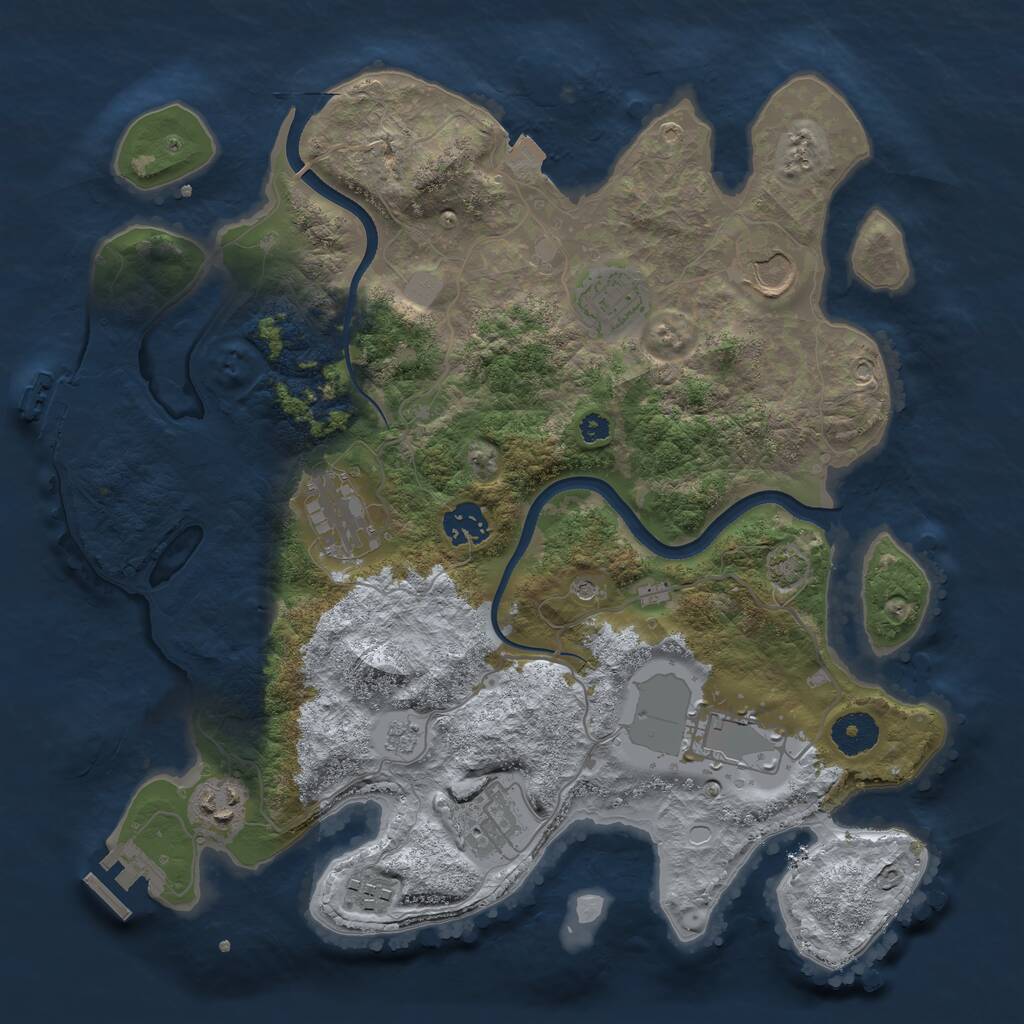 Rust Map: Procedural Map, Size: 3500, Seed: 1314280138, 14 Monuments