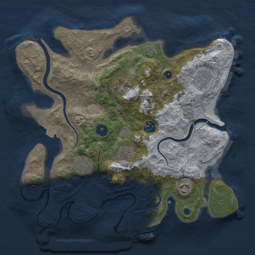 Rust Map: Procedural Map, Size: 3250, Seed: 1686095314, 11 Monuments