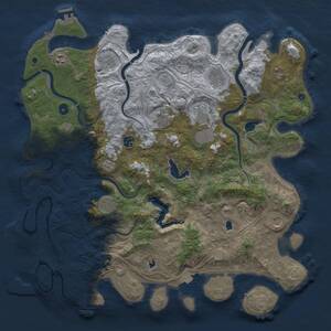 Thumbnail Rust Map: Procedural Map, Size: 4600, Seed: 69504786, 16 Monuments