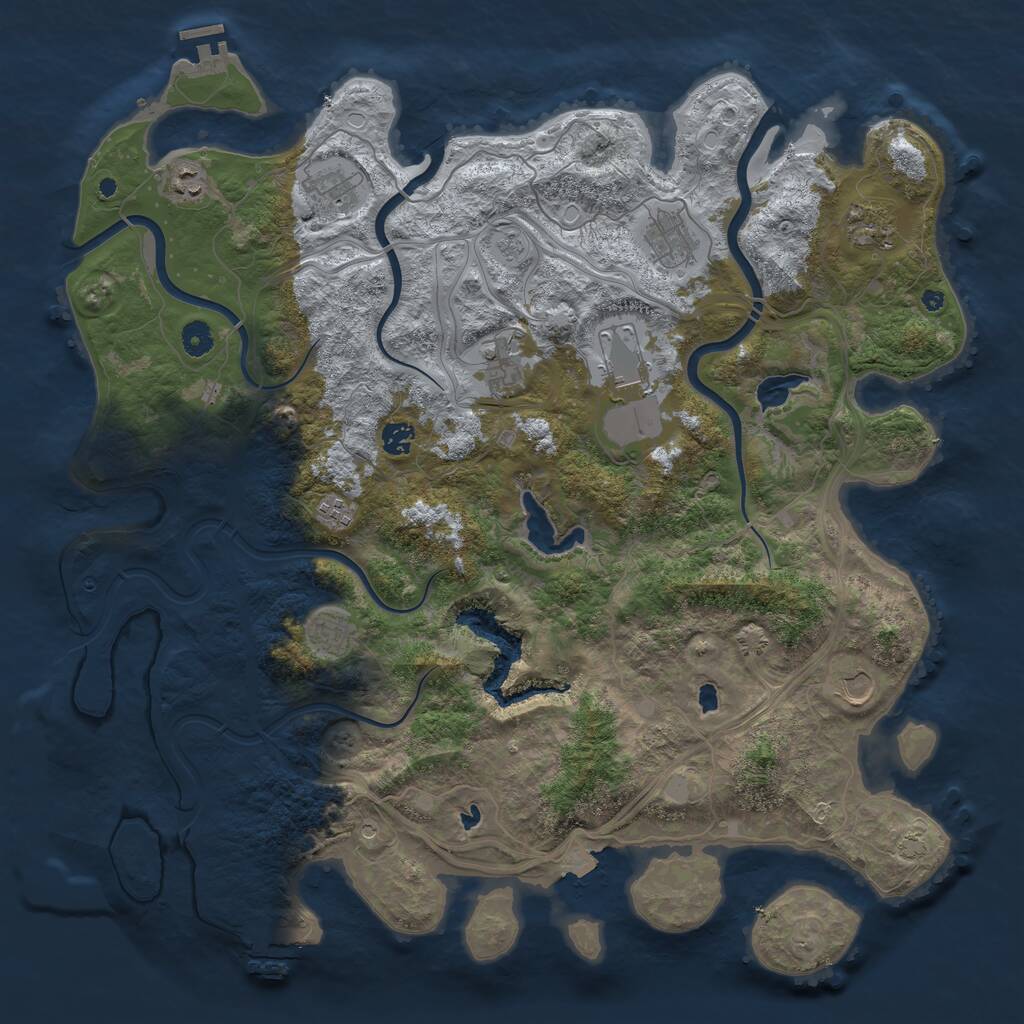 Rust Map: Procedural Map, Size: 4600, Seed: 69504786, 16 Monuments